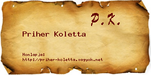 Priher Koletta névjegykártya